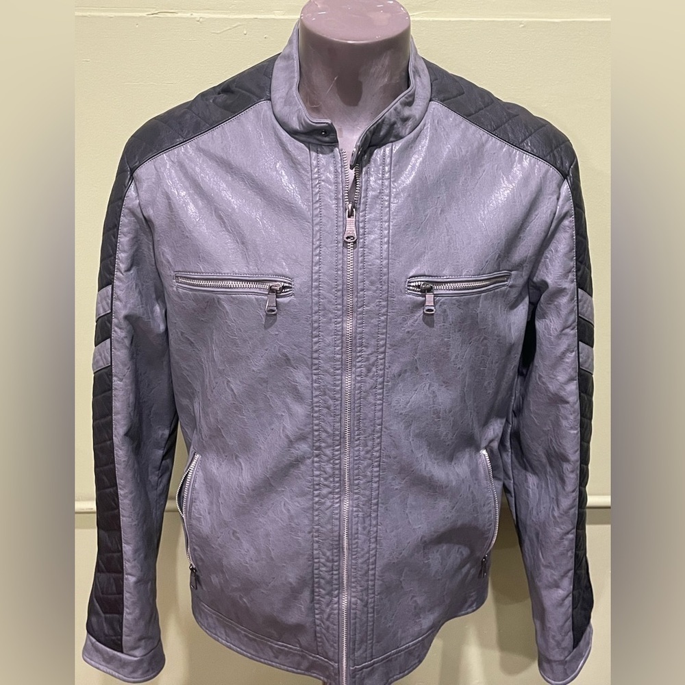Platini jacket biker gray/black modern fit synthetic leather